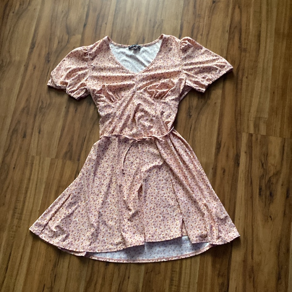 As U Wish Women's Estilo Style Floral V-Neck Tie Back Mini Dress Size Large